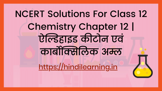 NCERT Solutions For Class 12 Chemistry Chapter 12 | ऐल्डिहाइड कीटोन एवं कार्बोक्सिलिक अम्ल