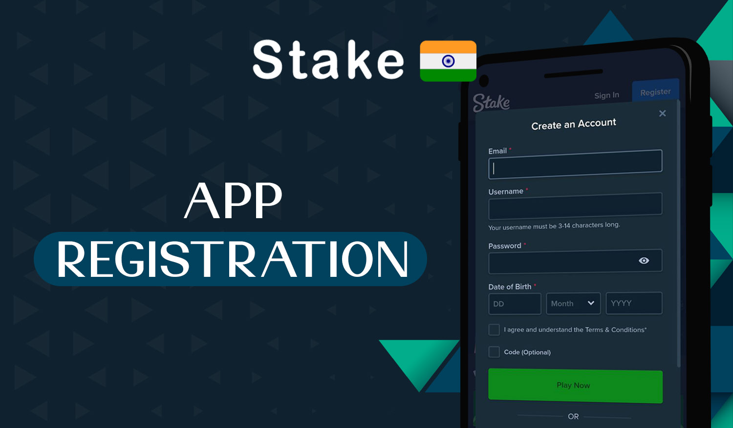 How to create a new account using the Stake mobile app
