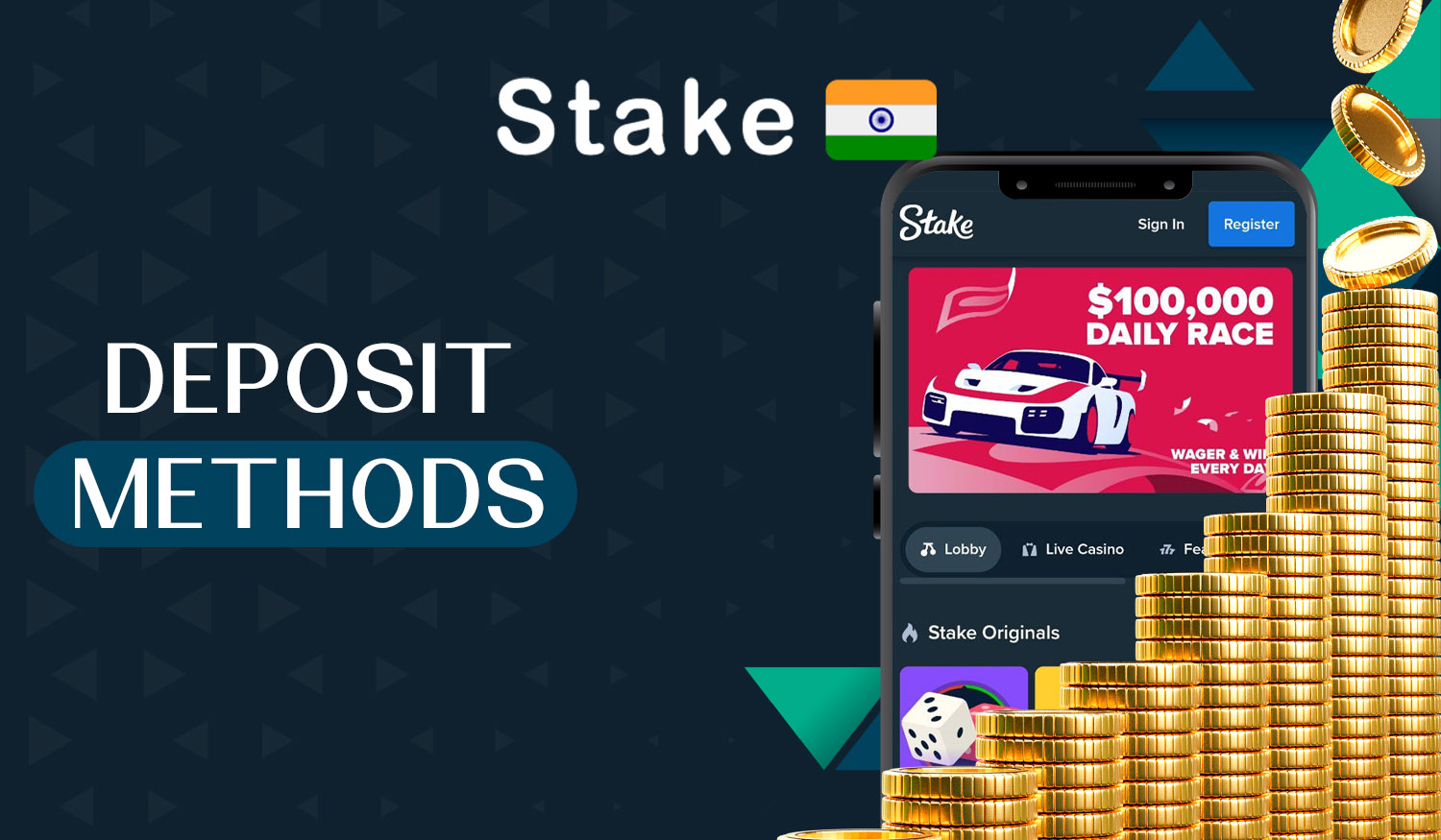 Methods and amounts for deposits available to Indian customers on Stake