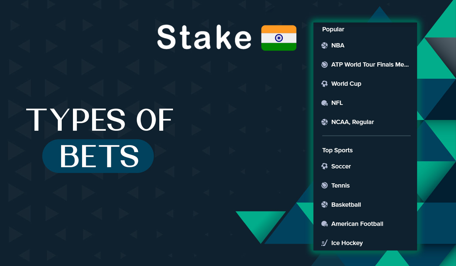 What types of bets Indian customers can place at Stake