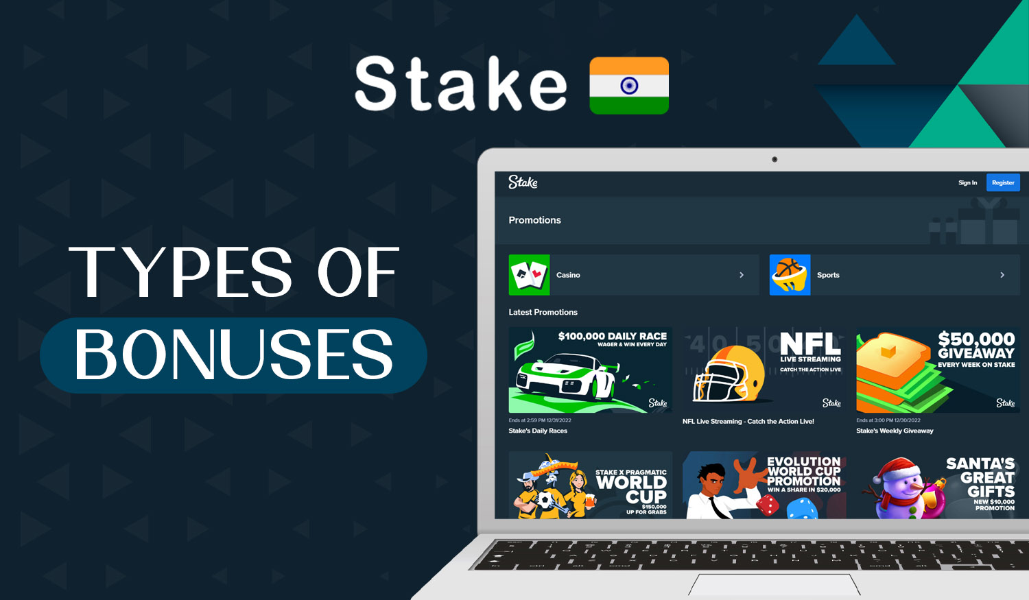 What types of bonuses are available to Indian users on Stake