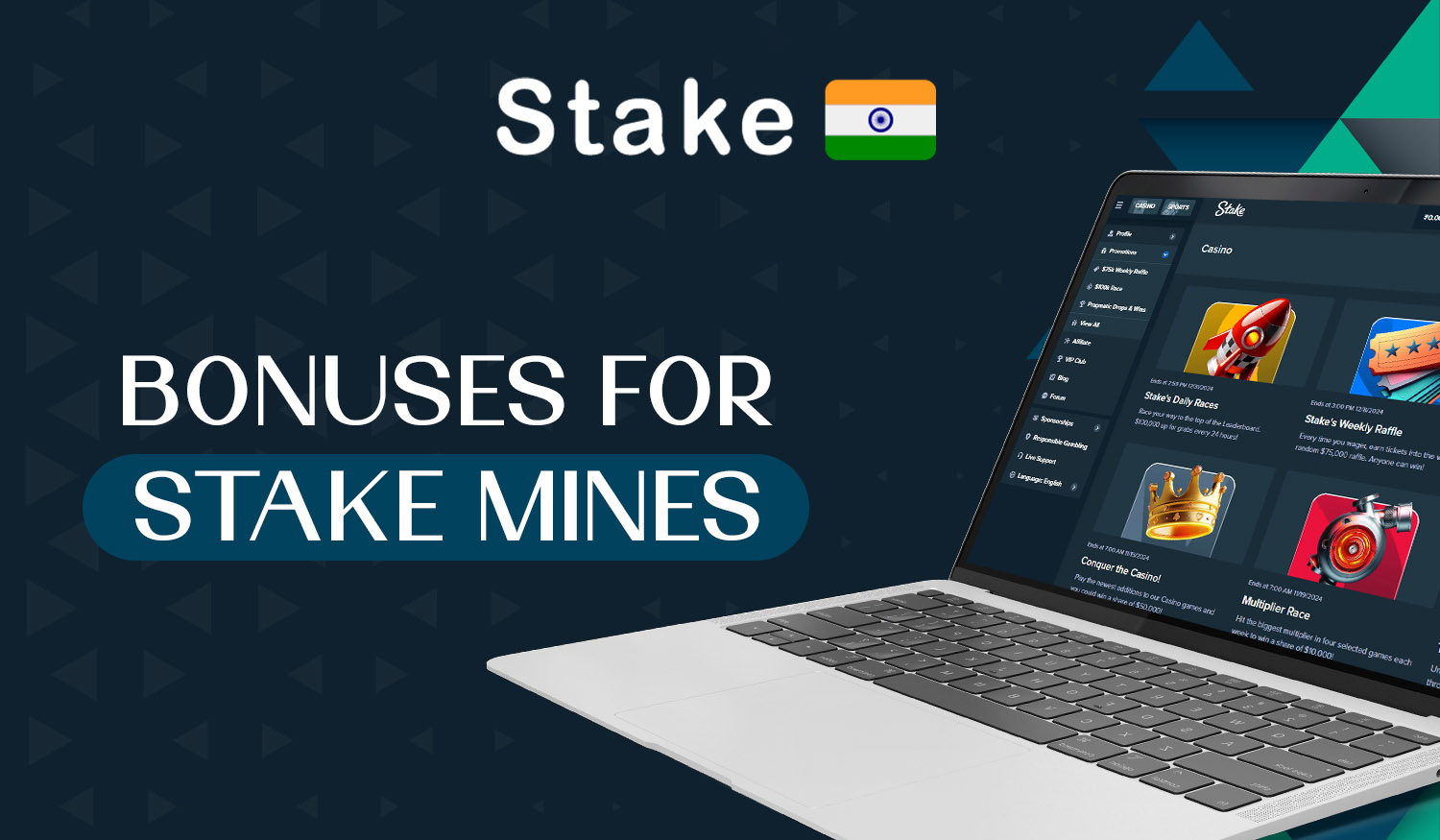 Bonuses at Stake casino available to Mines fans