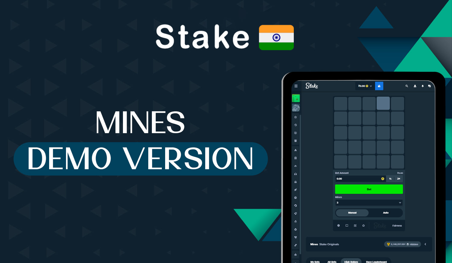 Demo version of Mines game at Stake casino
