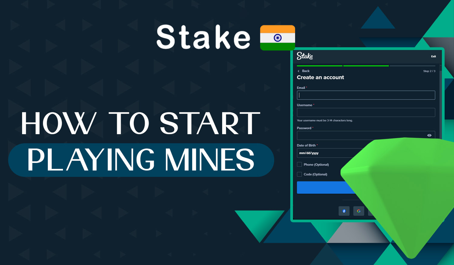 Instructions to start playing Mines at Stake casino