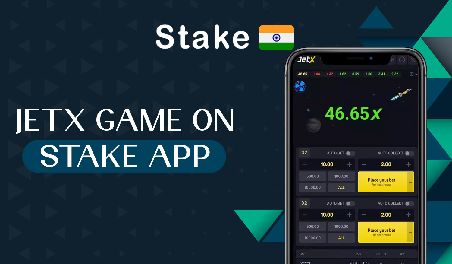 Playing at JetX with Stake mobile app