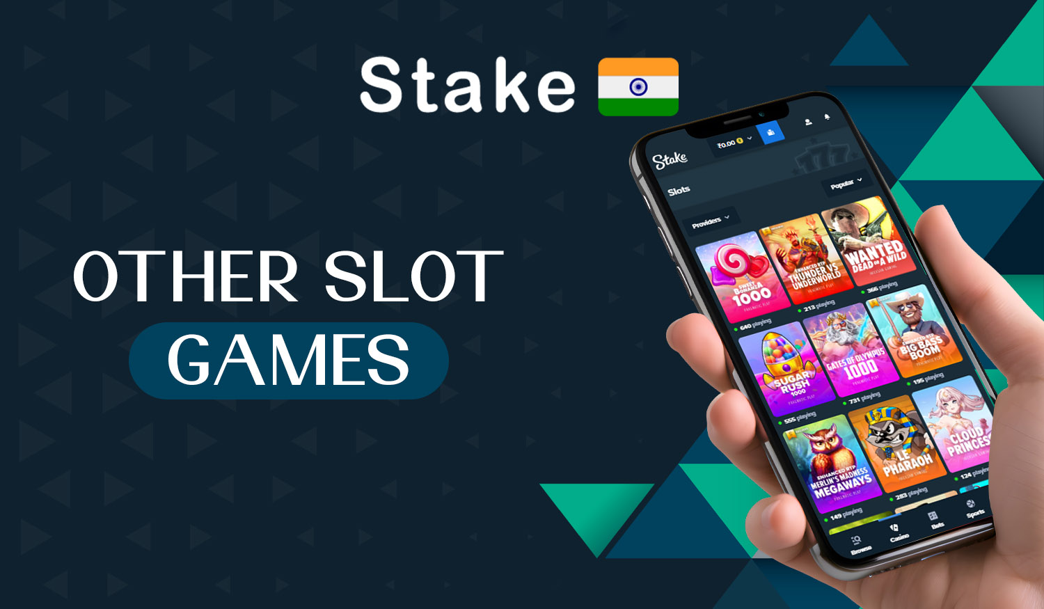 Slots available at Stake casino for users from India