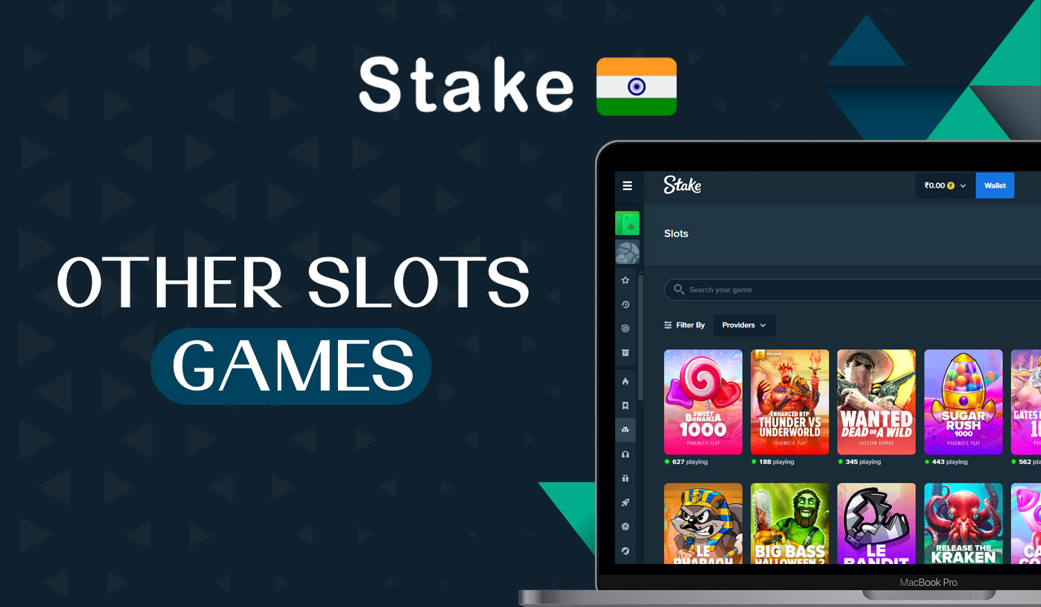 Slot games in the online casino section at Stake